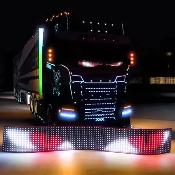 Devil Eyes Licht für Autos – LED-Augen für Lkw, Programmierbares LED-Display mit Lauftext, Personalisierbares Leuchtschild für Autos & Lkw – Text, Graffiti, Smart App