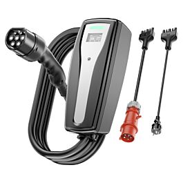 Mobile Wallbox 22kw 5m (1.84kW-22kW),Typ2 EV Ladegerät,Wasserdicht, mit CEE32A und Haushaltsadapter