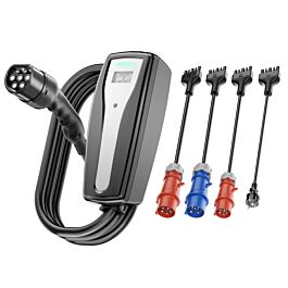 Typ2 EV Ladegerät Set mit mehreren Adaptern für Reisen, Mobile Wallbox 22kw 5m (1.84kW-22kW)