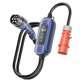 EV Starkstrom Schnellladekabel, 11KW 3phasig Typ2 auf CEE16A Mobile Wallbox, 5Meter Kabel