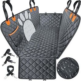 Pet Supplies PREMIUM Hundedecke für Auto, Rückbank, Kofferraumdecke für Hunde, Autoschondecke mit Sicherheitsgurt, Reißverschluss und gratis Trinkflasche